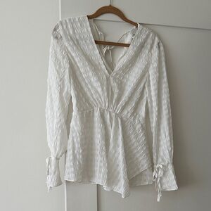 3.1 Phillip Lim Textured White V-Neck Blouse
